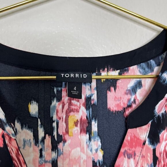 Torrid Black Studio Crepe De Chine Button Front Long Sleeve Blouse Top Size 4x - Picture 3 of 13